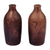 Jarrones decorativos de terracota. - Juego de dos jarrones decorativos para botellas, color marrón, con temática de cabra Bezoar