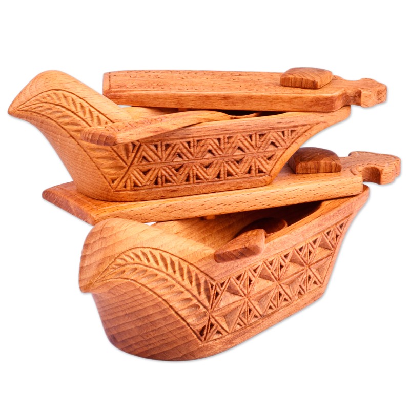 Set of 2 Hand-Carved Bird-Shaped Beechwood Condiment Bowls - Sylvan ...