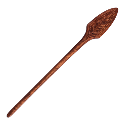 Haarnadel aus Holz - Handgeschnitzte Blatthaarnadel aus hellbraunem Walnussholz