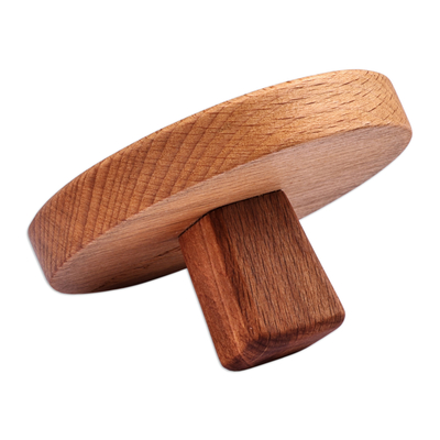 Kekspresse aus Holz - Handgeschnitzte runde Kekspresse aus Buchenholz mit Wirbelmuster
