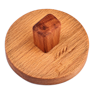 Prensa de galletas de madera - Prensa para galletas de madera de haya, redonda, tallada a mano y con estampado de remolinos