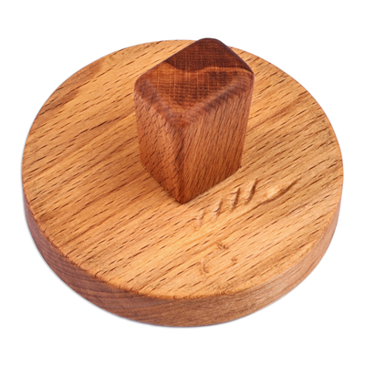 Prensa de galletas de madera - Prensa de galletas de madera de haya floral redonda tallada a mano