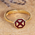 Gold-plated cocktail ring, 'This Brave Eternity' - Polished Geometric Burgundy 18k Gold-Plated Cocktail Ring