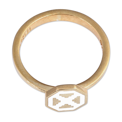 Gold-plated cocktail ring, 'This Celestial Eternity' - Polished Geometric White 18k Gold-Plated Cocktail Ring