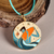 Gold-plated enamel pendant necklace, 'The Aquarius Emblem' - Painted 18k Gold-Plated Aquarius Enamel Pendant Necklace