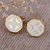 Pendientes de botón chapados en oro - Aretes geométricos blancos pulidos chapados en oro de 18k