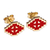 Gold-plated stud earrings, 'Vishap Passion' - Hand-Painted Red 18k Gold-Plated Vishap Stud Earrings