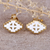 Gold-plated stud earrings, 'Vishap Paradise' - Hand-Painted White 18k Gold-Plated Vishap Stud Earrings