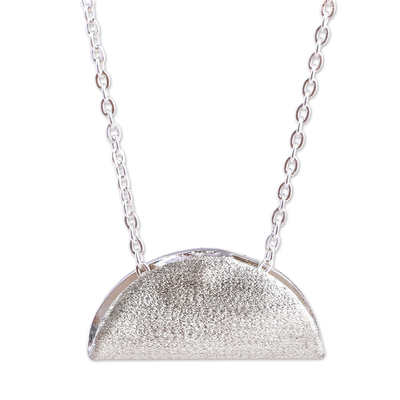 Collar colgante de plata esterlina - Collar moderno con colgante de plata de ley en forma de semicírculo pulido