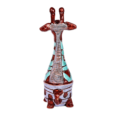 Escultura de cerámica - Escultura de jirafa de cerámica hecha a mano con detalles ondulados