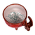 Ceramic decorative bowl, 'Fire Horns' - Painted Bull-Themed Red and Brown Ceramic Decorative Bowl