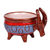Ceramic decorative bowl, 'Serene Horns' - Painted Bull-Themed Brown and Blue Ceramic Decorative Bowl