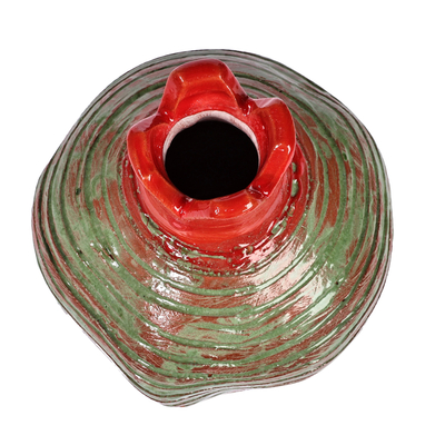 Ceramic decorative vase, 'Vital Passion' - Handcrafted Pomegranate-Shaped Green Ceramic Decorative Vase