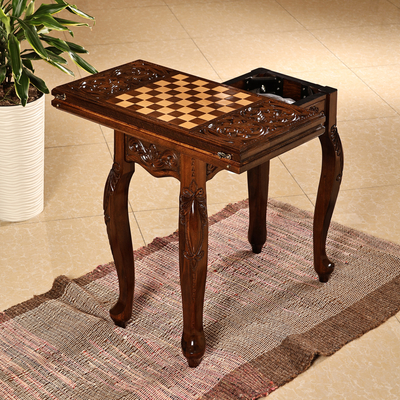 Wood chess and backgammon set, 'Table of the Sages' - Hand-Carved Beechwood Chess and Backgammon Set