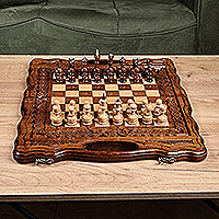 Juego de mesa de madera, 'Double the Fun' - Juego de mesa de ajedrez y backgammon de madera hecho a mano
