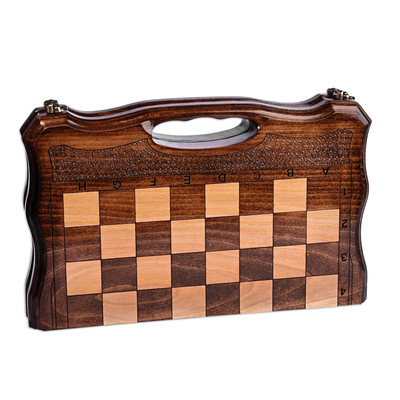 Juego de mesa de madera. - Juego de mesa de ajedrez y backgammon de madera hecho a mano armenio