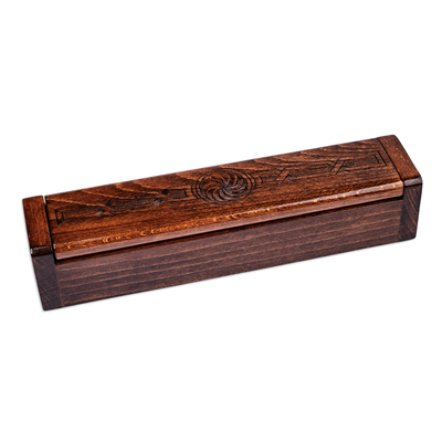 Wood jewellery box, 'Cherished Treasures' - Handcrafted Small Beechwood jewellery Box with Engraved Motifs