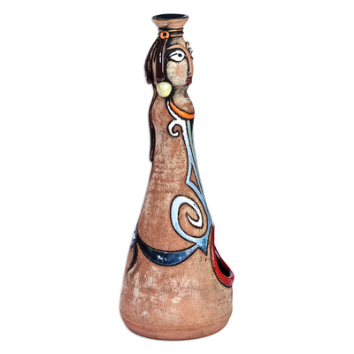 Salero de cerámica - Salero de cerámica con forma de mujer caprichoso pintado a mano