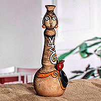 Ceramic salt cellar, 'Armenian Savor' - Whimsical Woman-Shaped Ceramic Salt Holder from Armenia