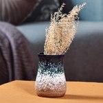 Ceramic vase, 'Blue Perception' - Handcrafted Modern Blue and Brown Ceramic Bouquet Vase