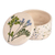 Ceramic jewelry box, 'Nature and Dots' - Armenian Hand-Painted Glazed Ceramic Floral Jewelry Box
