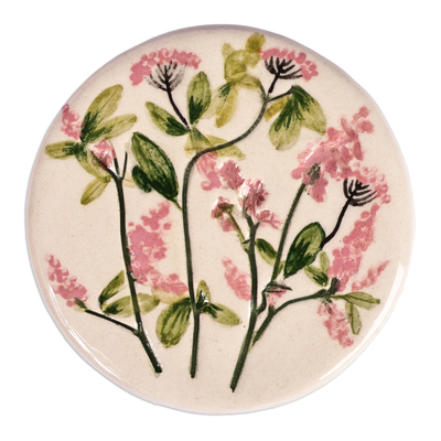 Ceramic jewelry box, 'Flowers and Dots' - Hand-Painted Glazed Ceramic Jewelry Box with Floral Motif