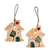 Ceramic ornaments, 'Christmas at Home' (pair) - 2 Hand-Painted Glazed Ceramic House Ornaments from Armenia