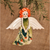 Adorno de cerámica - Adorno de cerámica esmaltada pintada a mano con vestido de flores y ángel
