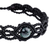 Sodalite macrame pendant bracelet, 'Stylish Black' - Black Macrame Wristband Bracelet with Sodalite Pendant