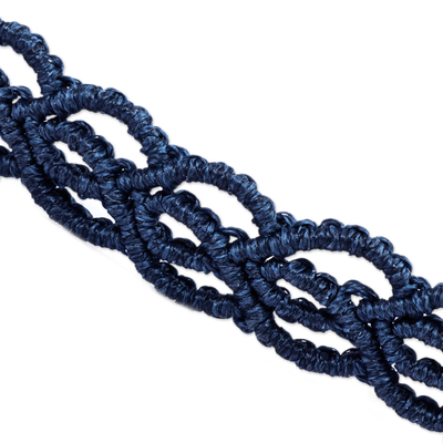 Topaz macrame choker necklace, 'Stylish Azure' - Topaz Macrame Choker Necklace Handmade in Blue Cotton Cords