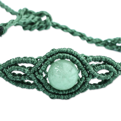 Jade macrame pendant and beaded stretch bracelets, 'Colorful Duo' (pair) - 2 Jade Macrame Pendant and Beaded Stretch Bracelets in Aqua