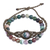 Cotton and agate bracelets, 'New Spirit' (set of 2) - Set of 2 Macrame and Beaded Bracelets with Green Agate Gems