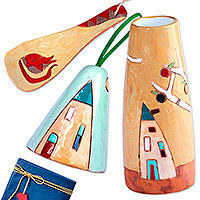 Set de regalo curado, 'Naif Neighborhood' - Colorido set de regalo curado de cerámica esmaltada de inspiración Naif