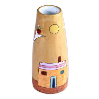 Curated gift set, 'Naif Neighborhood' - Colorful Naif-Inspired Glazed Ceramic Curated Gift Set