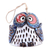 Ceramic bell ornament, 'Curious Owl' - Handcrafted and Painted Blue Owl Ceramic Bell Ornament