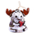 Ceramic bell ornament, 'Love-Struck Moose' - Handcrafted and Painted Moose & Heart Ceramic Bell Ornament