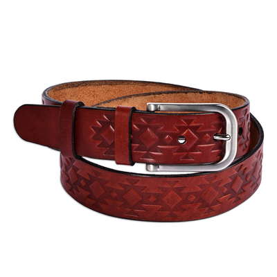 Men's leather belt, 'Regal Gentleman' - Men's Classic Brown Leather Belt with Silver-Toned Buckle