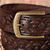 cinturón de cuero de los hombres - Cinturón de hombre de piel marrón oscuro con hebilla dorada envejecida