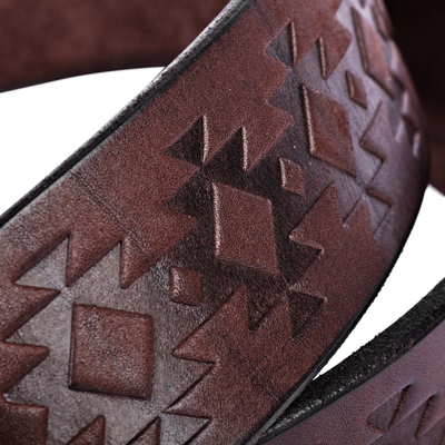cinturón de cuero de los hombres - Cinturón de cuero rey armenio hecho a mano en marrón oscuro para hombre