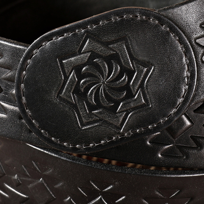 cinturón de cuero de los hombres - Cinturón de cuero 100% negro clásico hecho a mano para hombre