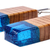 Pendientes colgantes de madera y resina - Pendientes colgantes geométricos de madera de albaricoque y resina azul