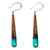 Wood and resin dangle earrings, 'Ethereal Serenity' - Drop-Shaped Walnut Wood and Green Resin Dangle Earrings