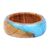 Anillo banda madera y resina - Anillo hecho a mano de madera de albaricoque y resina en azul