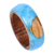 Wood and resin band ring, 'Chic Dream' - Handcrafted Apricot Wood and Resin Band Ring in Blue