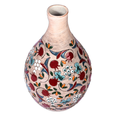 Keramikvase - Handbemalte Keramikvase mit Granatapfelmotiv aus Armenien