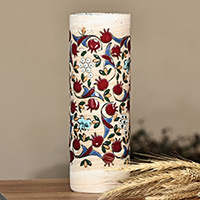 Keramikvase „Rubin-Granatapfel“ – Handbemalte Keramik-Granatapfel-Zylindervase aus Armenien