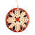 Ceramic home accent, 'Crimson Blessings' - Painted Floral Crimson and Indigo Ceramic Amulet Home Accent