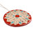 Acento de cerámica para el hogar - Amuleto de cerámica pintado floral rojo y turquesa para el hogar