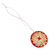 Ceramic home accent, 'Red Blessings' - Painted Floral Red and Turquoise Ceramic Amulet Home Accent