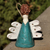 Adorno de campana de cerámica esmaltada - Adorno de campana de cerámica esmaltada de color verde azulado con temática de ángel pintado a mano
